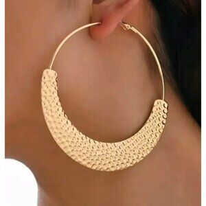 Exaggerated Sexy Large Hoop Earrings Bold Gold-Tone Statement Jewelry